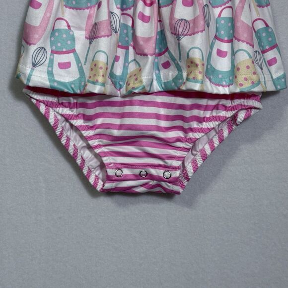 Pete + Lucy Baking Beauty Pink Blue Bubble Bodysuit Romper Girl's Size 18-24M - Picture 7 of 9